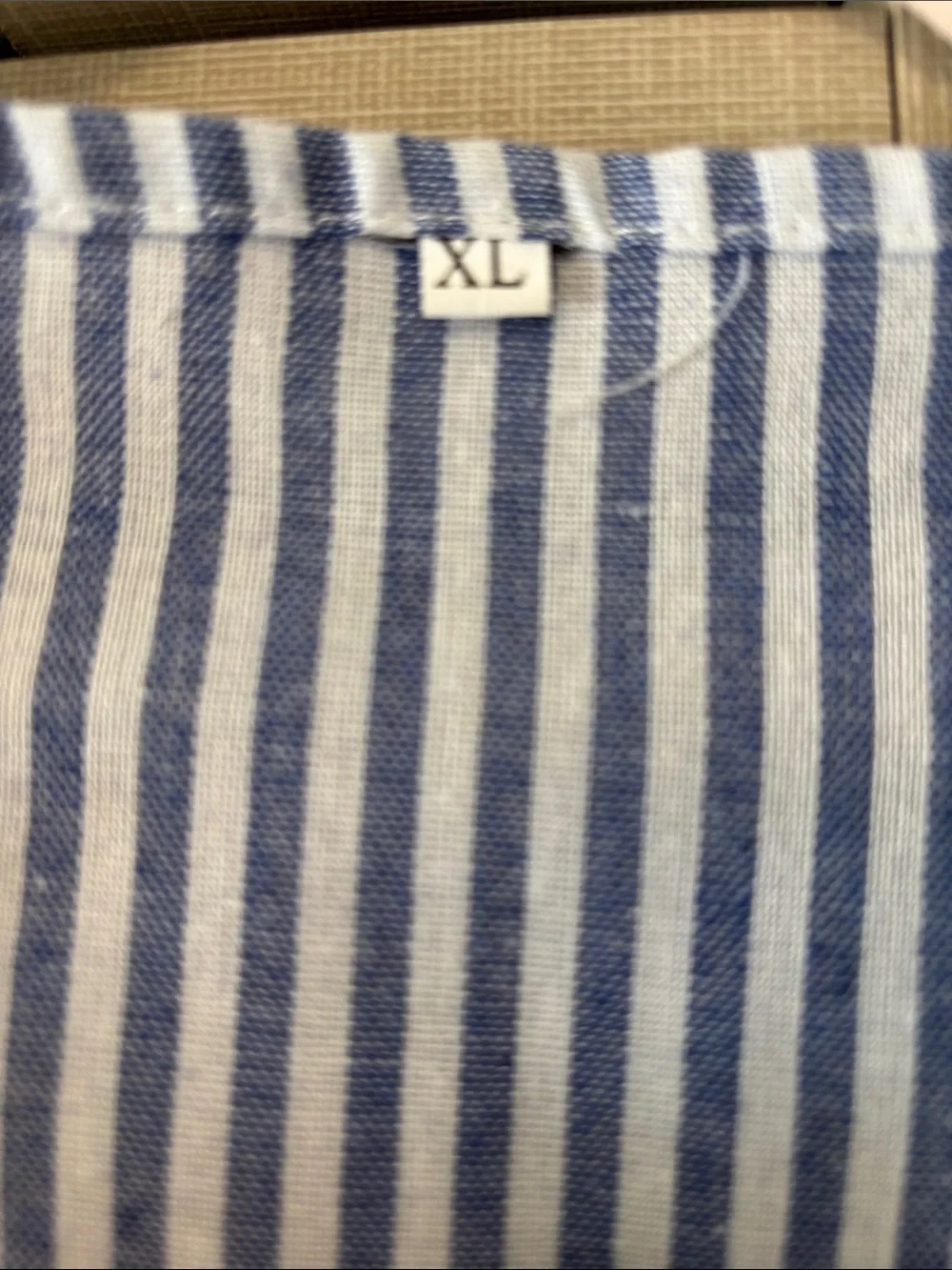 Striped Blue and White Crochet lace  Yoke Women's Top size XL - Picture 5 of 6